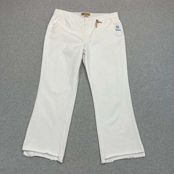 Democracy Ab Technology Booty Lift Jeans Womens Sz 16 White Frayed Hem High Rise - Picture 1 of 16